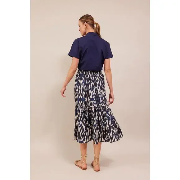 CARA CARA Asbury Button Down Cropped Top in Evening Blue Medium M